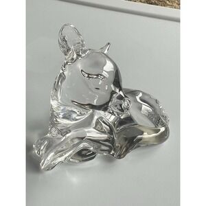 Spotted Fawn Clear Lead Crystal Art Glass Figure Germany Princess House Marked